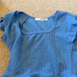 Altar'd State Cobalt Ribbed Square Neck Top